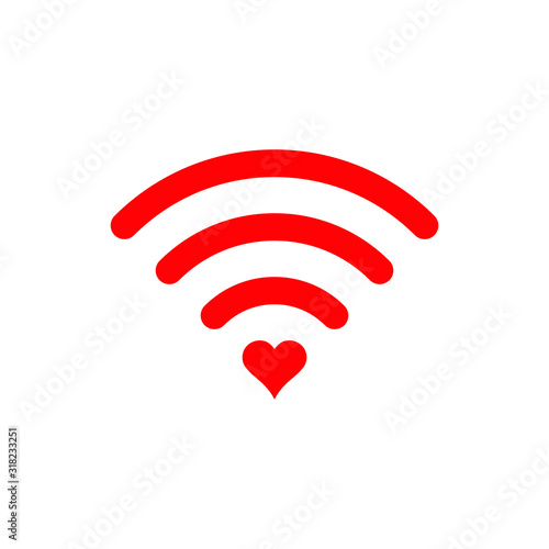 Heart wifi. Vector heart connect icon in flat style. Heart signal. Love connection. Love signal. Wifi sign.
