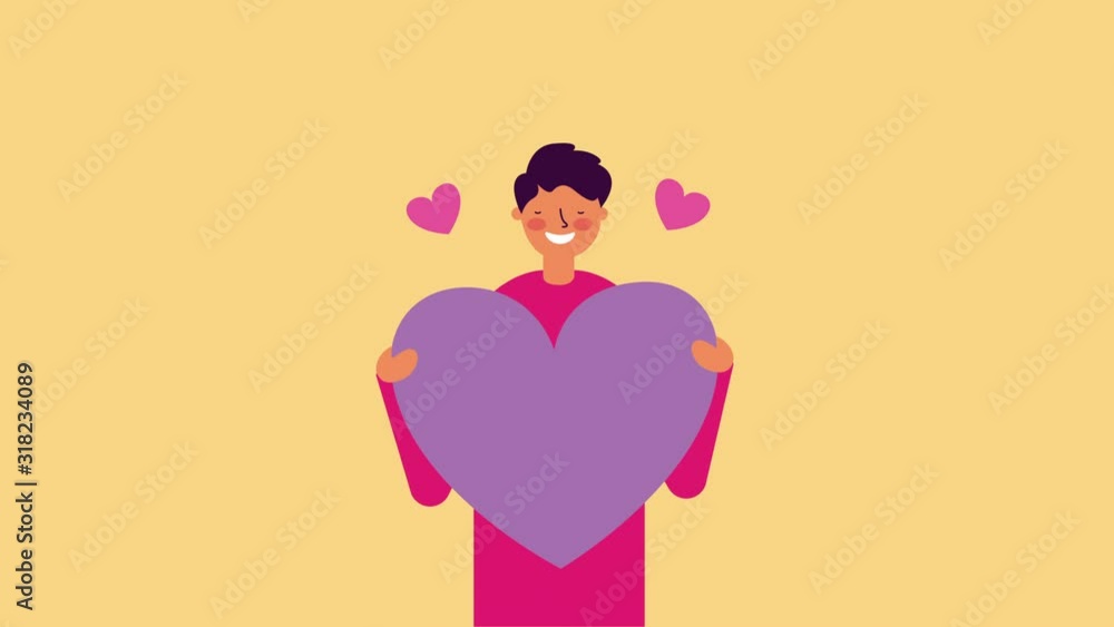 man with valentines day heart character man with valentines day heart character