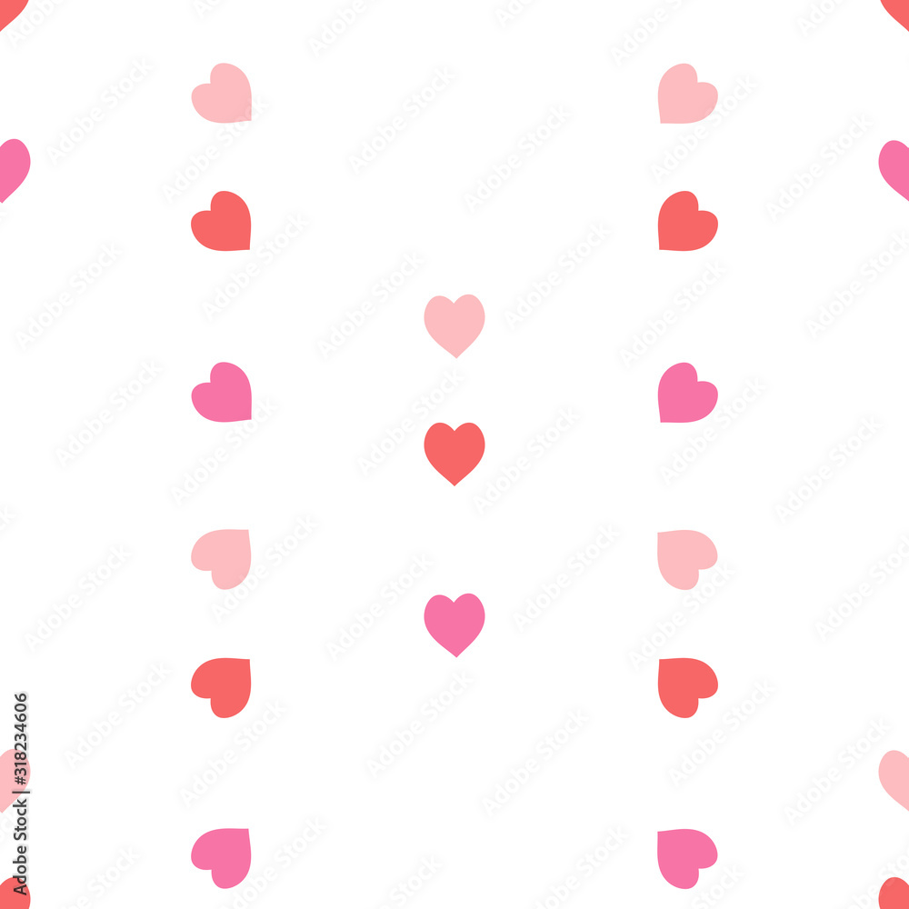 Seamless pattern with red and pink hearts for plaid, fabric, textile, clothes, tablecloth and other things. Ornament. Endless background. Vector image.