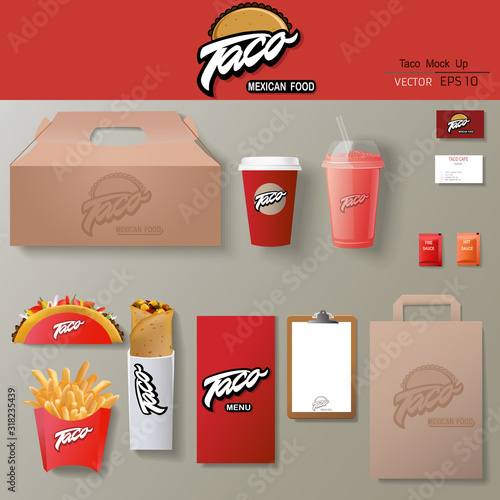 Vector tacos corporate identity template design set. 
