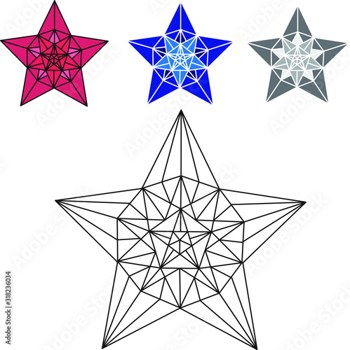 frame of colored stars, red, blue, gray, and white © Maria
