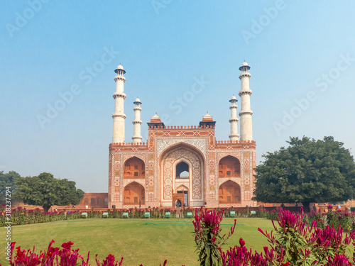 External Entrance to Akbar's tomb in Sikandra Agra Uttar Pradesh India photo