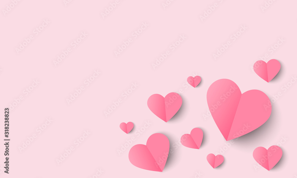 vector love and valentine day background with origami heart.