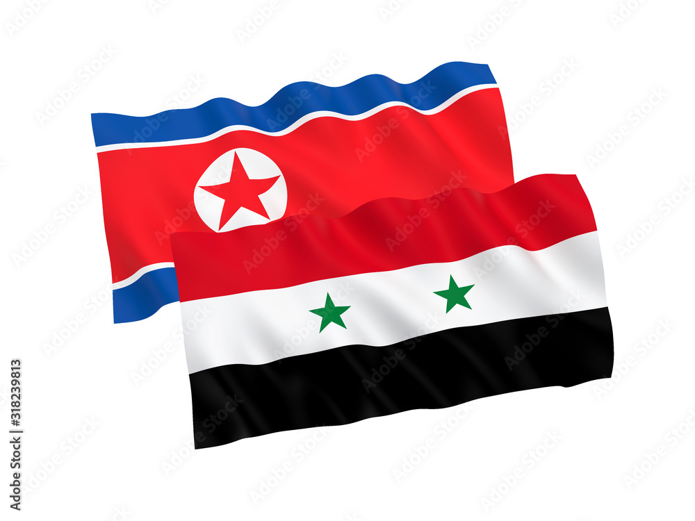 Flags of North Korea and Syria on a white background Flags of North Korea and Syria on a white background
