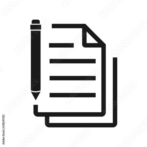 Edit document sign icon. Edit content button. Circle flat button with shadow. Vector