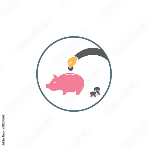 Saving money icon in trendy design style.