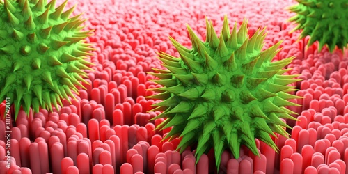 Tableau sur toile Astereae pollen on mucosa tissue - allergic reaction, allergic rhinitis or hay f