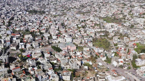 Aerial view of Shfaram, a large dense Sunni Muslim populated city in northern Israel.