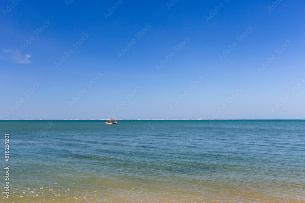 Tropical sea on sunny day with blue sky.