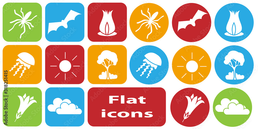 Vector set of flat icons. Isolated flat icons. Icon collection for web sites