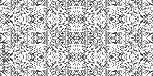 Ethnic pattern. Tribal background. Native ornament. Aztec. Fabric patterm. Boho. Bohemian style. Black and white texture. Print for fashion textile or interior fabric.
