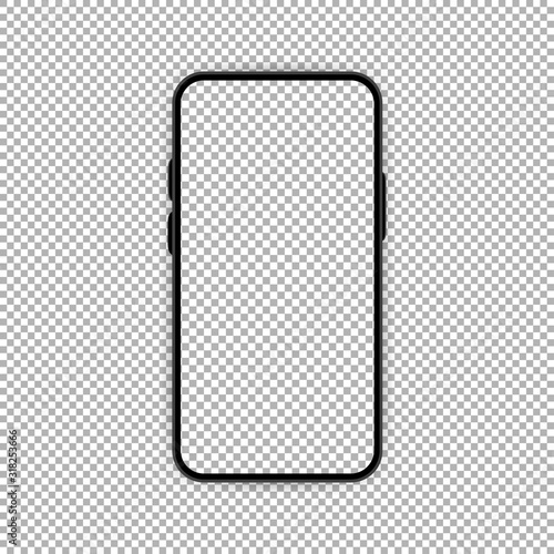 Wallpaper Mural Smartphone blank screen. Phone mockup. Mobile vector. Template for infographics or presentation UI design interface. Transparent screen and background. Vector Torontodigital.ca