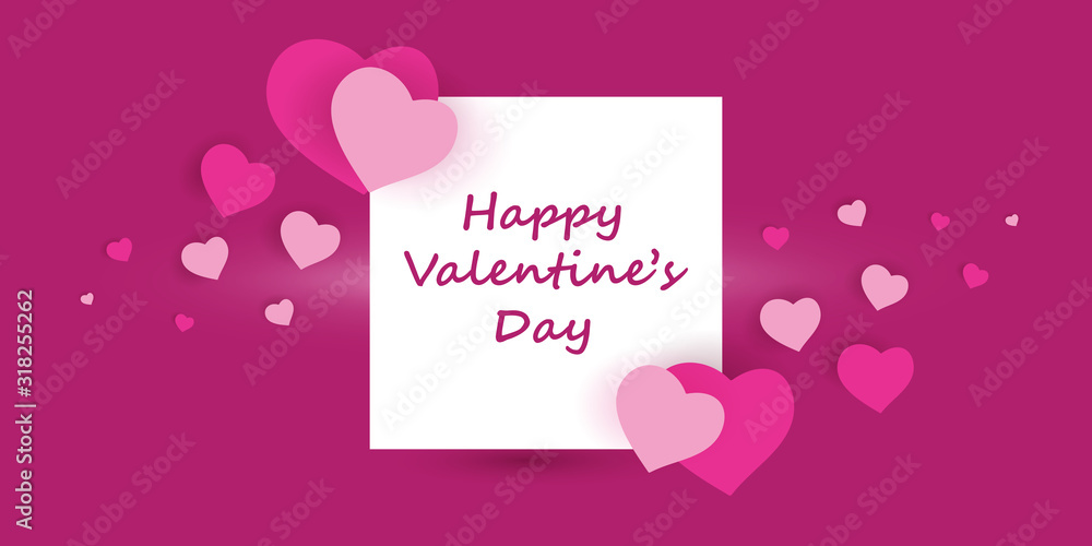 Valentines Day Card Vector Design with Message Board and Hearts Pattern