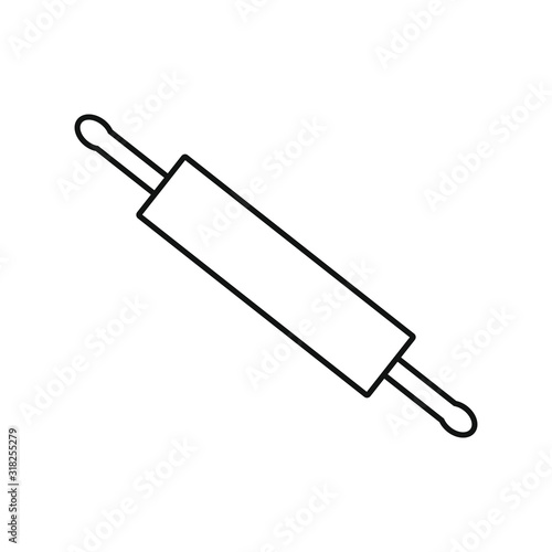 vector icon, kitchen wooden roller shape