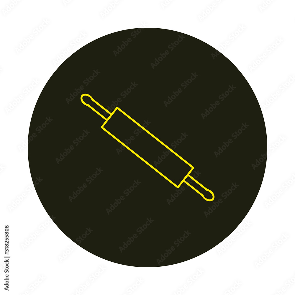 vector icon, kitchen wooden roller shape vector icon, kitchen wooden roller shape
