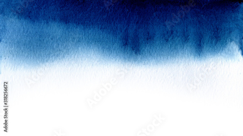 Gradient with Indigo, Blue, Blackcurrant color. Abstract blue ink, watercolor wash painting. Grunge texture. Traditional Japanese ink painting. Space for your text, cards, invitations