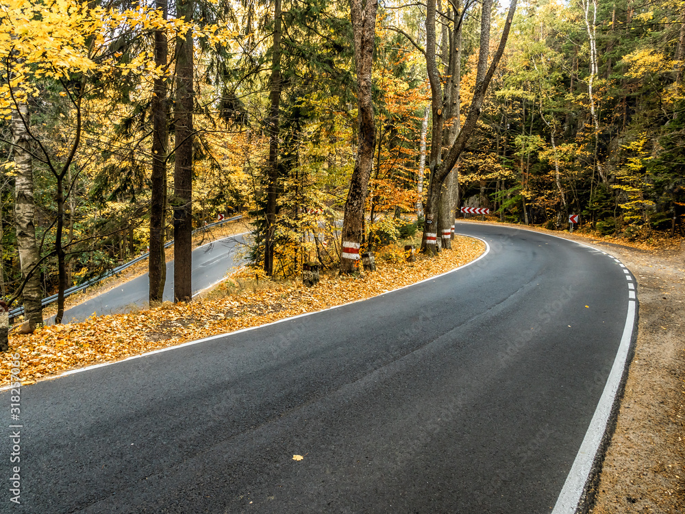 Hundred Curves Road in Table Mountains National Park, Poland