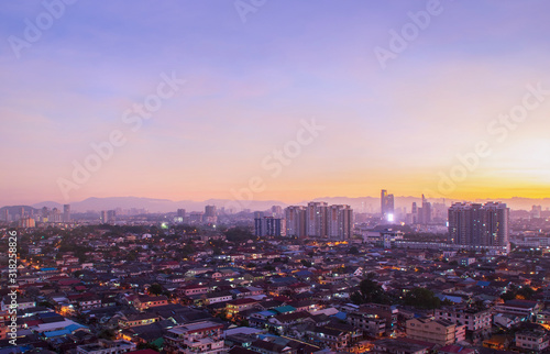 Photography Sunrise over Petaling Jaya and Kuala Lumpur, Malaysia