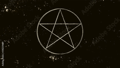 Pentacle isolated on dark background. Magic vector decorative elements