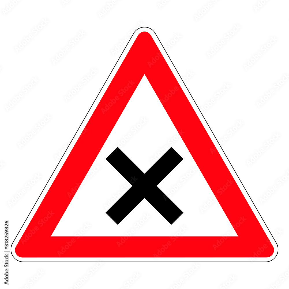 Obraz premium An intersection or junction with an advantage on the right. Road sign of Germany. Vector graphics.