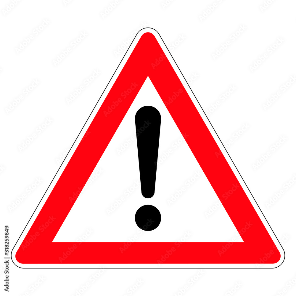 Road sign of danger. Germany. Danger zone. Vector graphics. Road sign of danger. Germany. Danger zone. Vector graphics.