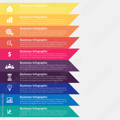 Business. Process chart. Abstract elements of graph, diagram with steps, options, parts or processes. Vector business template for presentation. Creative concept for infographic.