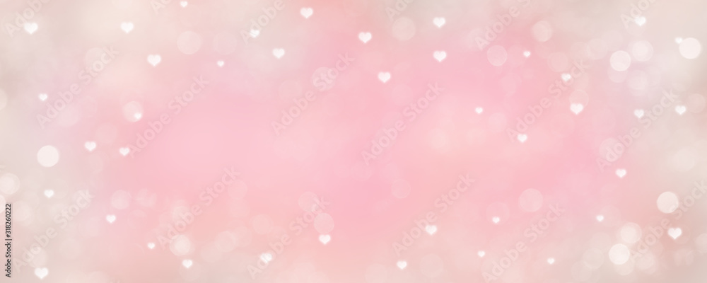Happy Valentines Day pink romantic greeting card.