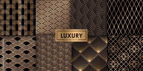 Luxury geometric seamless pattern set, Decorative wallpaper.