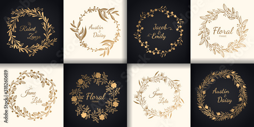 Wedding monograms and floral border, Design for invitations.