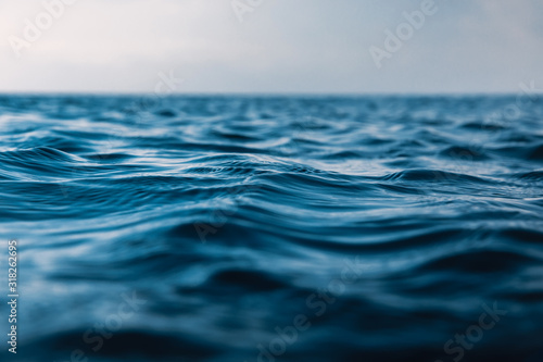 Blue waves in ocean. Water texture