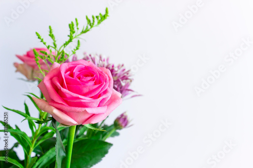 Beautiful bouquet on a white isolated background. 8 March Women s Day.