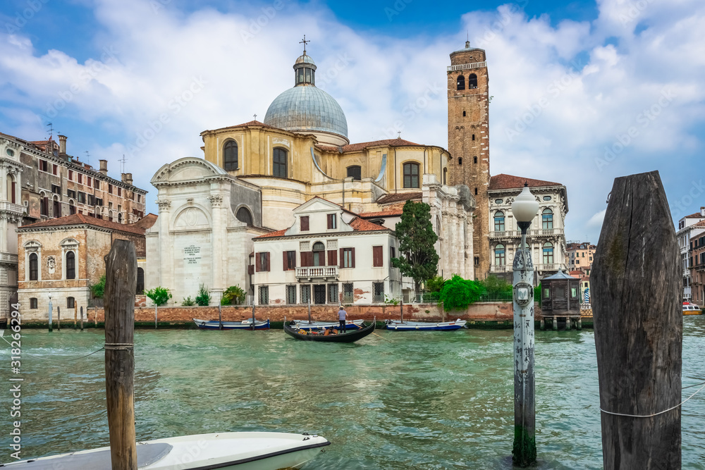 Venice, Italy. View of Canale di Cannaregio and  Chiesa di San Geremia from the Grand Canal in Venice.