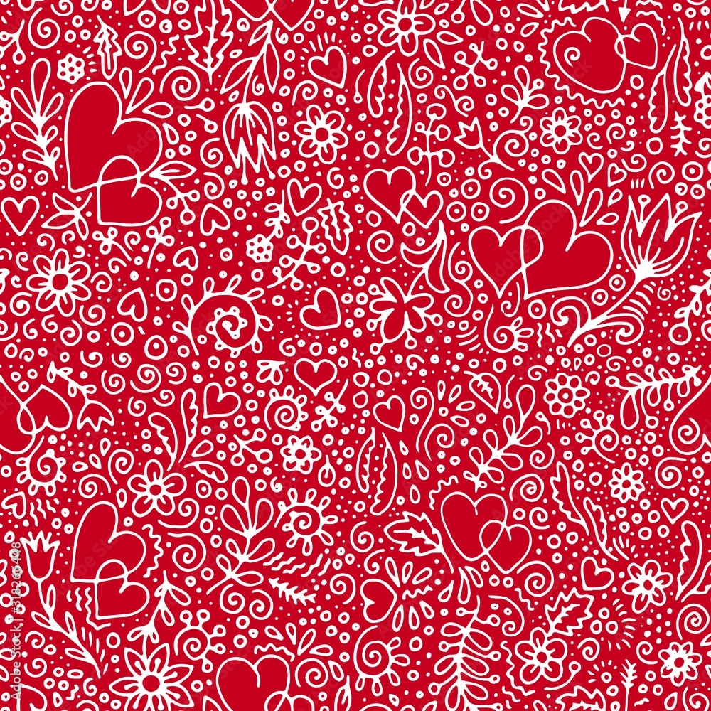 abstract seamless background with plants and hearts fabric print vector illustration abstract seamless background with plants and hearts fabric print vector illustration
