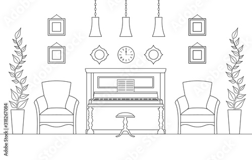 Quadro em tela Music room in outline style