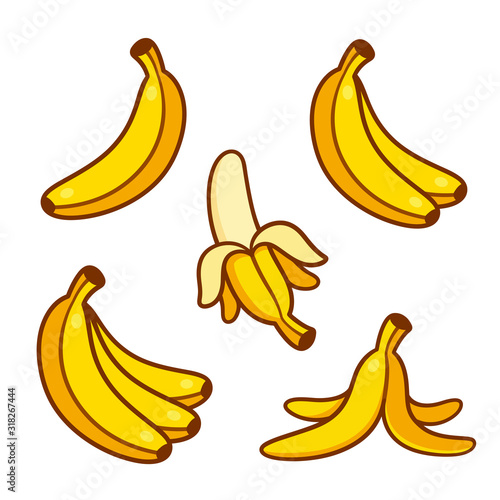 Cartoon bananas illustration set