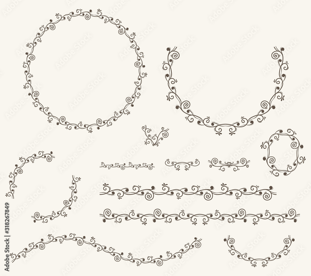 Vector illustration of decorative corner frame set