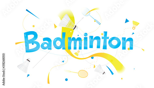 Badminton  sports banner or poster design. Vector abstract colored sports background.