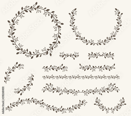 Vector illustration of decorative corner frame set