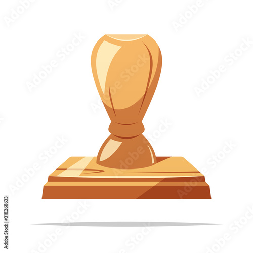 Rubber stamp with wooden handle vector isolated illustration