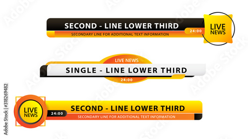 Vector  lower third or television news bar design template isolated on white background