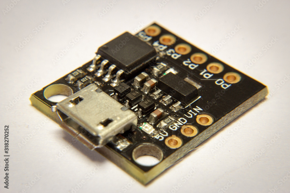 Close up on a ATTiny 32, an arduino-like micro controller Close up on a ATTiny 32, an arduino-like micro controller