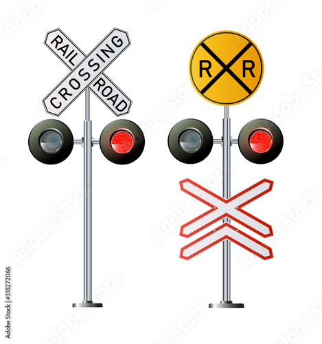 Semaphore signal traffic.Train lights. Vector illustration