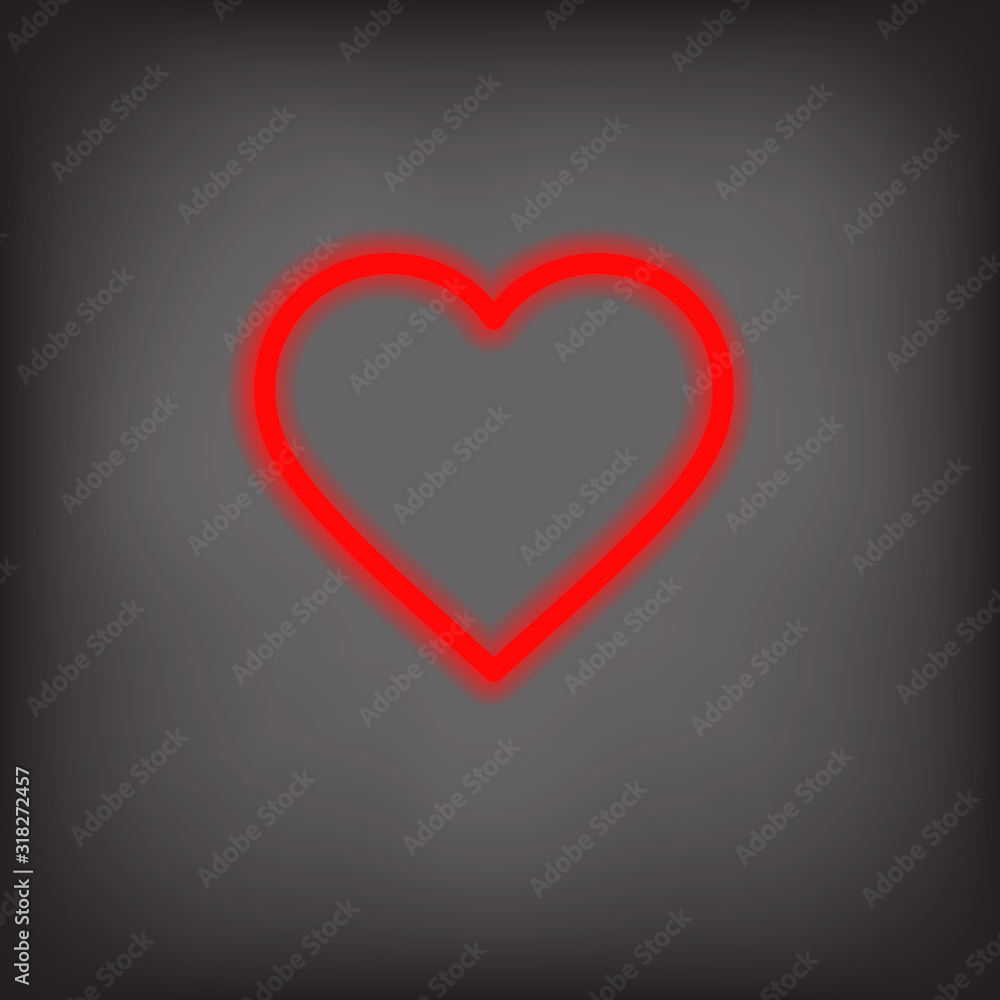 Heart Icon Neon Color Vector Illustration , Love Symbol Valentine's Day , Perfect Design Simple Set For Using In Web site Infographics Logo Report