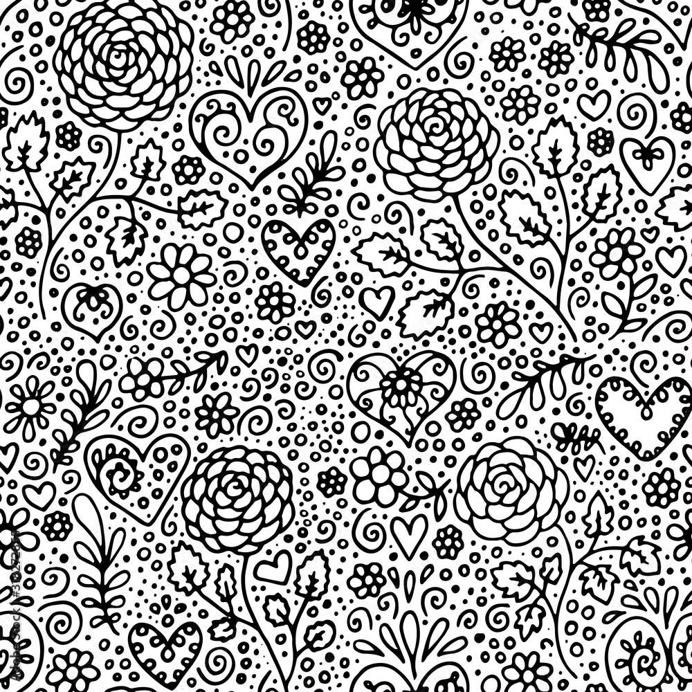 seamless pattern with flowers and leaves seamless pattern with flowers and leaves