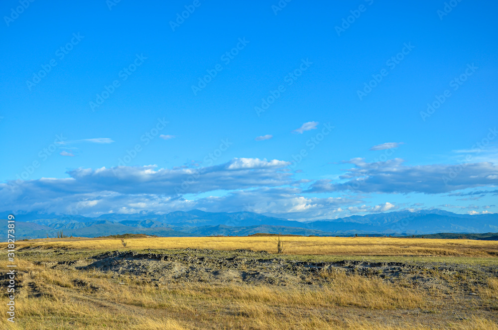 plains landscape with blue sky. Tatacoa desert