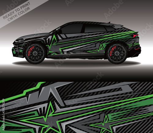 Car wrap decal design vector, custom livery race rally car vehicle sticker and tinting.