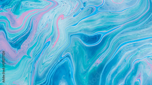 Blue Acrylic Pour Color Liquid marble abstract surfaces Design.