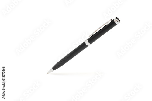 Metal black pen isolated on white background with clipping path
