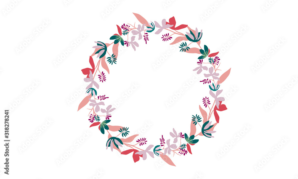 Abstract floral wreath. Graphic flowers. Element of decoration. Vector illustration