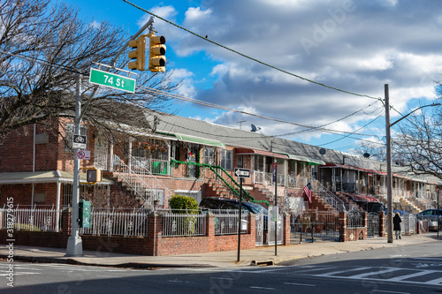 Row of Old Homes in Jackson Heights Queens New York © James